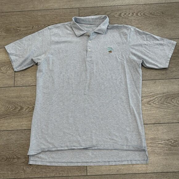 B Draddy Sport Polo Shirt Mens Large Blue Stripe Golf Performance Stretch Preppy - Picture 2 of 8